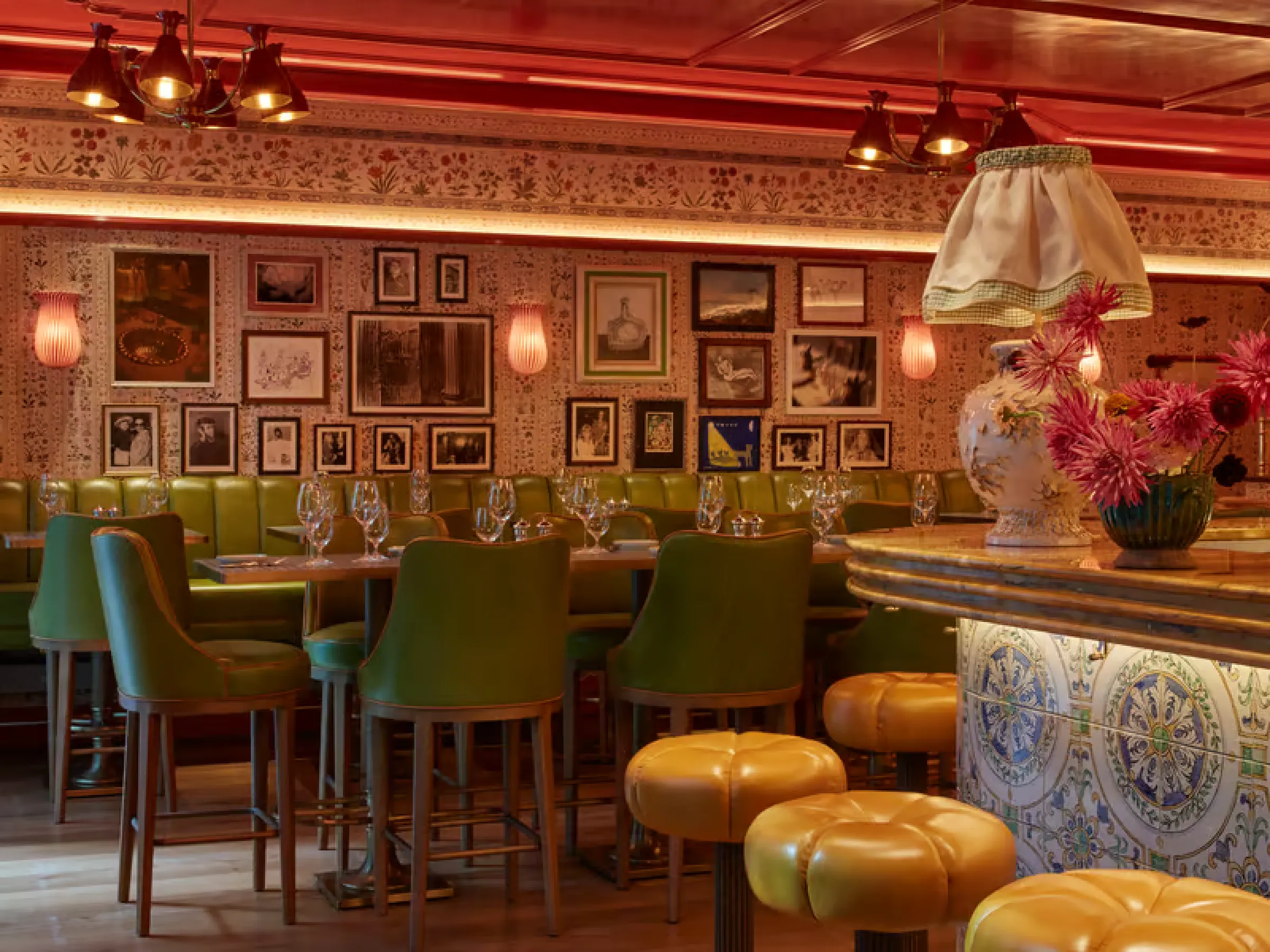 Late-night bar with moody lighting and dance floor energy