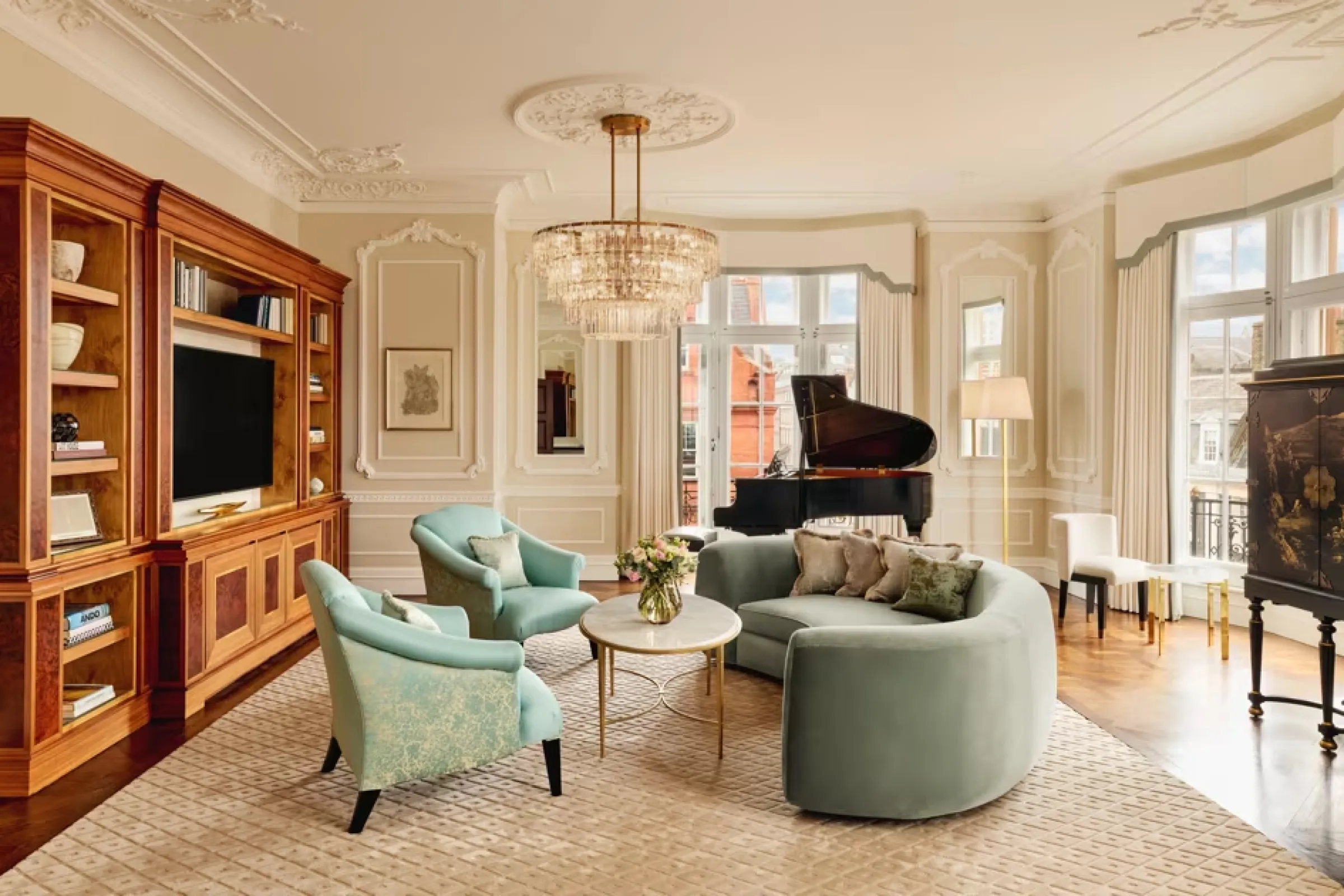 Claridge's interior evoking Art Deco Mayfair grandeur